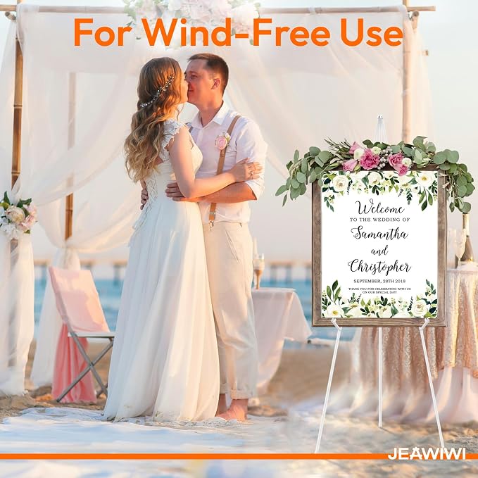 JEAWIWI 6 Pcs Lightweight Easel Stand, 66 Inch, White, with Portable Bags | Adjustable Metal Folding Easel Stand, for Display Show, Arts, Poster, Wedding Sign, for Home & Office Use