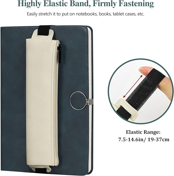 MoKo Elastic Pen Holder for Notebook, 4 Pack PU Leather Pencil Pouches
