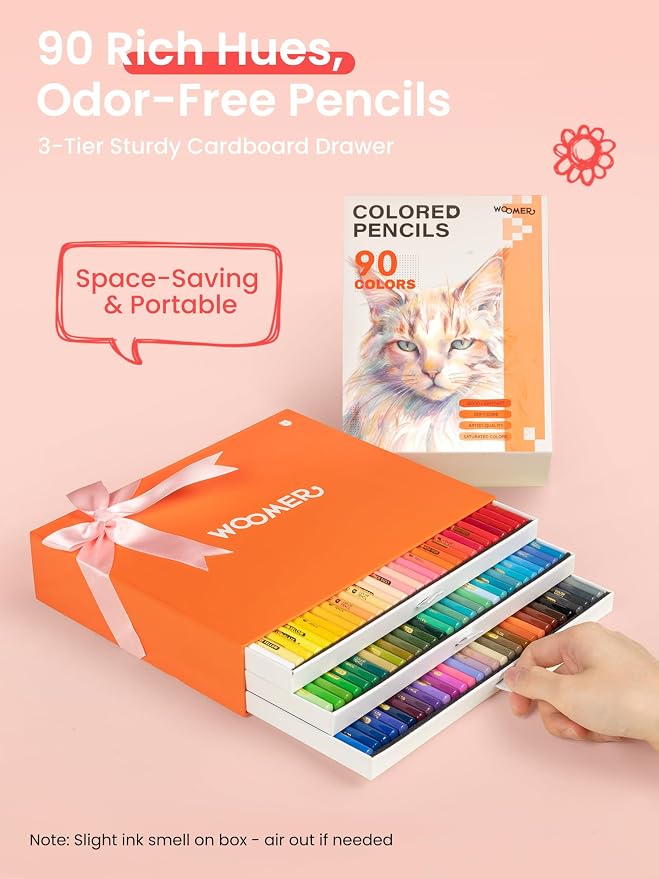 Woomer Colored Pencils 90 Colors, Smooth as Cream Core 3.8mm, Open Stock