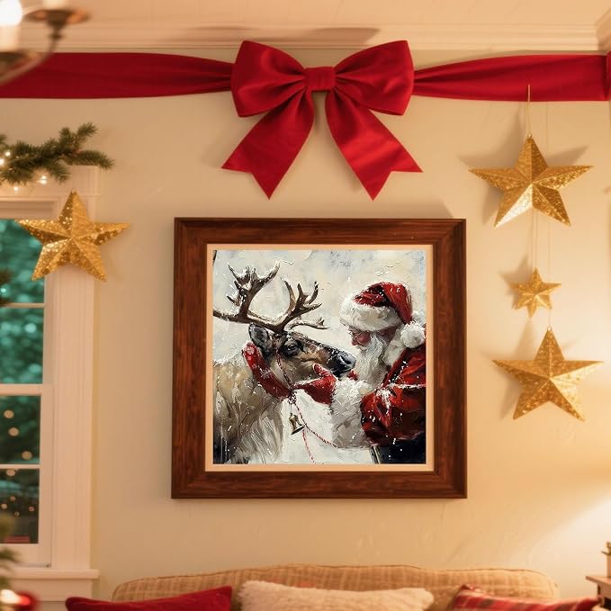 cviokrdu Christmas Paint by Numbers Kit for Adults - Santa Claus Adult Paint by Number Kits on Canvas, DIY Christmas Elk Oil Painting for Gift Home Wall Decor (16x16inch)
