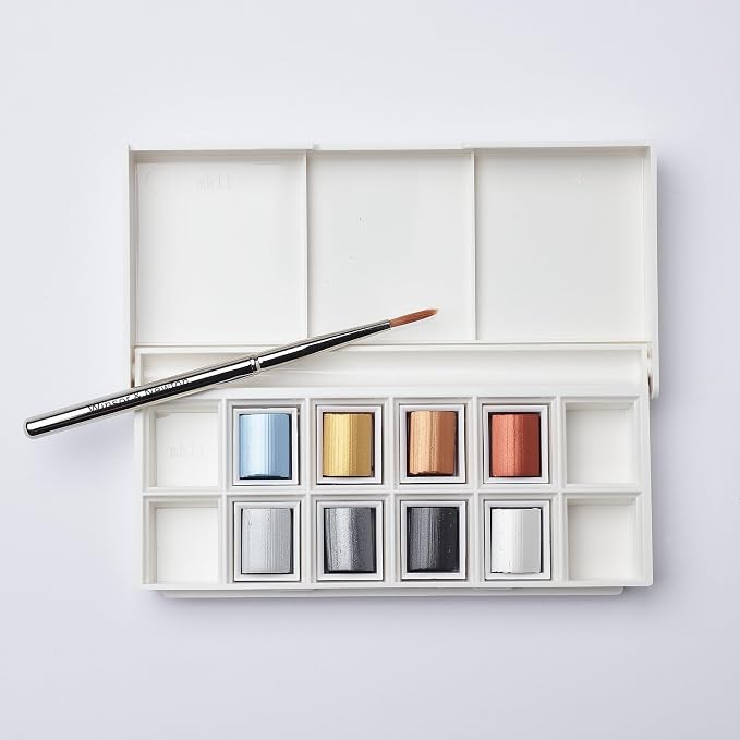 Winsor & Newton Cotman Watercolor Paint Set, 8 Half Pan, Metallic Set | Introductory Watercolor made with Fine Art Pigments, Perfect for Beginners, Lightfast & Permanent, Good Tinting Strength
