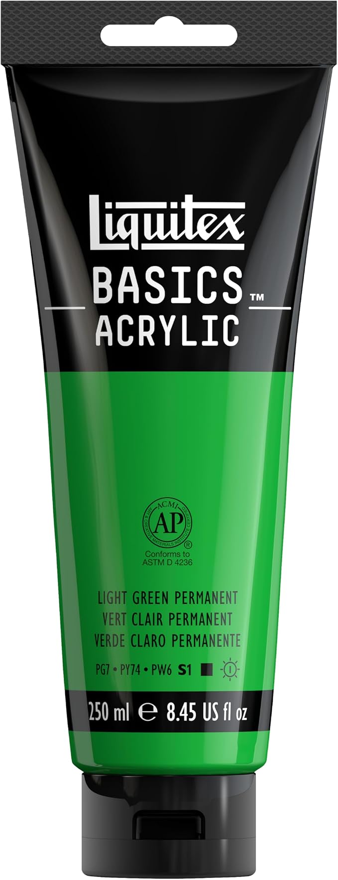 Liquitex BASICS Acrylic Paint, 8.5-oz Tube, Light Green Permanent | Medium Viscosity, Satin Finish, Lightfast, Fine Art Pigments, Range of Opacities, Easy Blending
