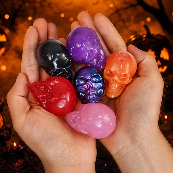 Small Skull Silicone Molds, Set of 6 Halloween Skull Head Molds | 3D Skull Silicone Molds for Candle, Epoxy Resin, Keychain, Soap Plaster, Fine Detail Skeleton Craft DIY Gift Art Home Decor