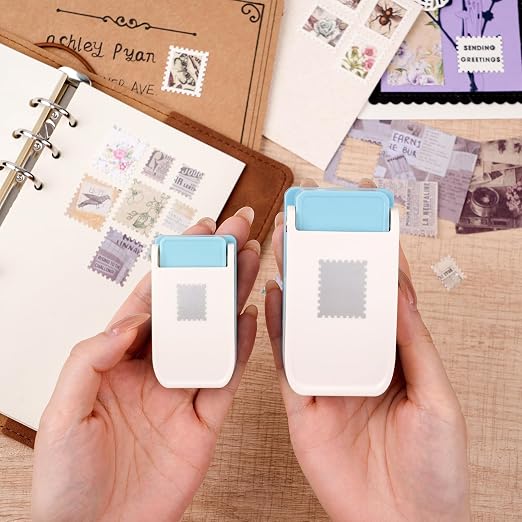 BAOFALI 2Pcs/Set Stamp Punch, 0.6 x 0.5 inch, 1 x 0.8 Inch, Rectangular Stamps Punch, Lever Craft Hole Cutter Puncher, Paper Punches for Journaling Crafting DIY Scrapbooking Crafts