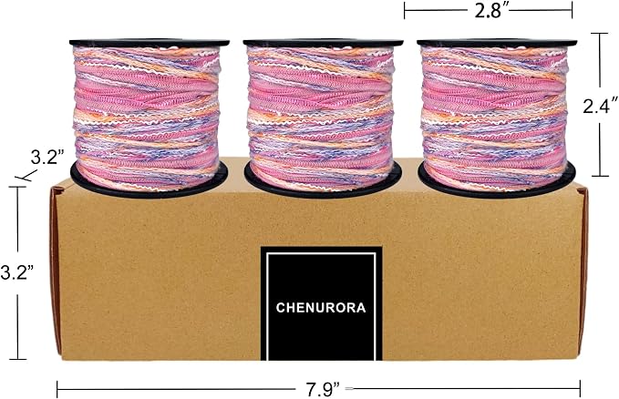 Hand-Blended Multifiber Multicolored Fancy Yarn with Subtle Shimmering Threads for Knitting Crocheting Crafts DIY, Set of 3 Rolls (Orange Pink)