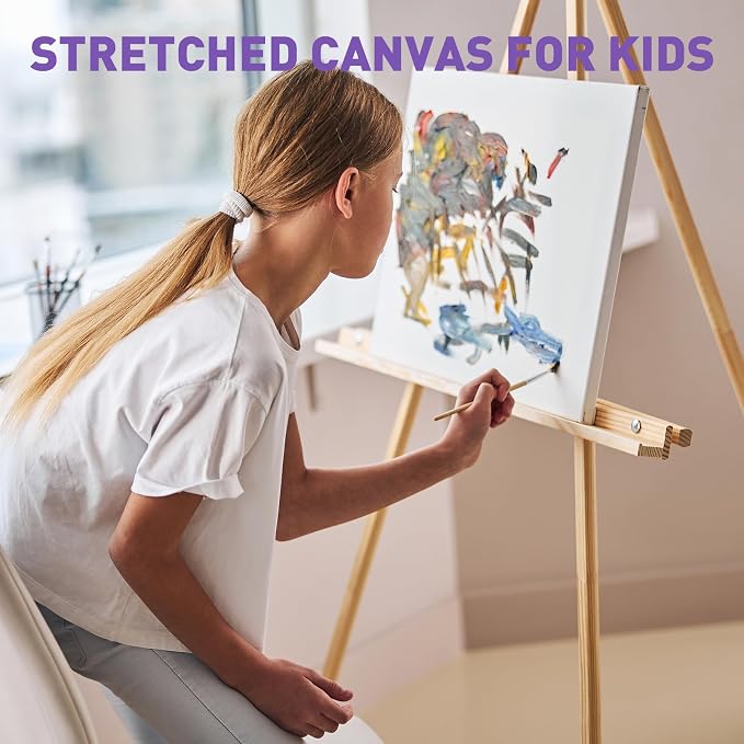 ESRICH Stretched Canvas for Painting 12x12 Inch, 3 Pack Square Painting Canvas -5/8 in Profile Primed Cotton White Blank Canvases for Painting for Oil & Acrylic Paint