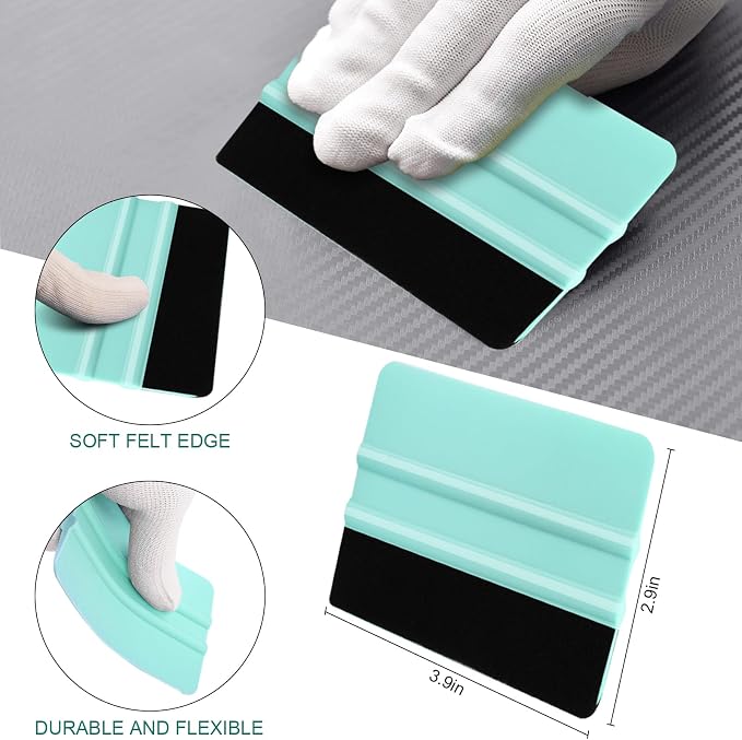 WRAPXPERT Squeegee for Vinyl- Felt Vinyl Squeegee 2 Pcs,Purple and Teal Squeegees Scraper Tool Kit for Crafts Car Wrap Window Tint Wallpaper Glass Film Application
