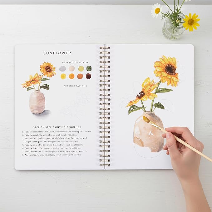 Beautiful Watercolor Workbook for Beginners - Relaxing & Easy to Paint | Easy Water Coloring Book with Floral Designs on Quality Paper - Perfect for Gifting to Spark Creativity and Joy for Adults