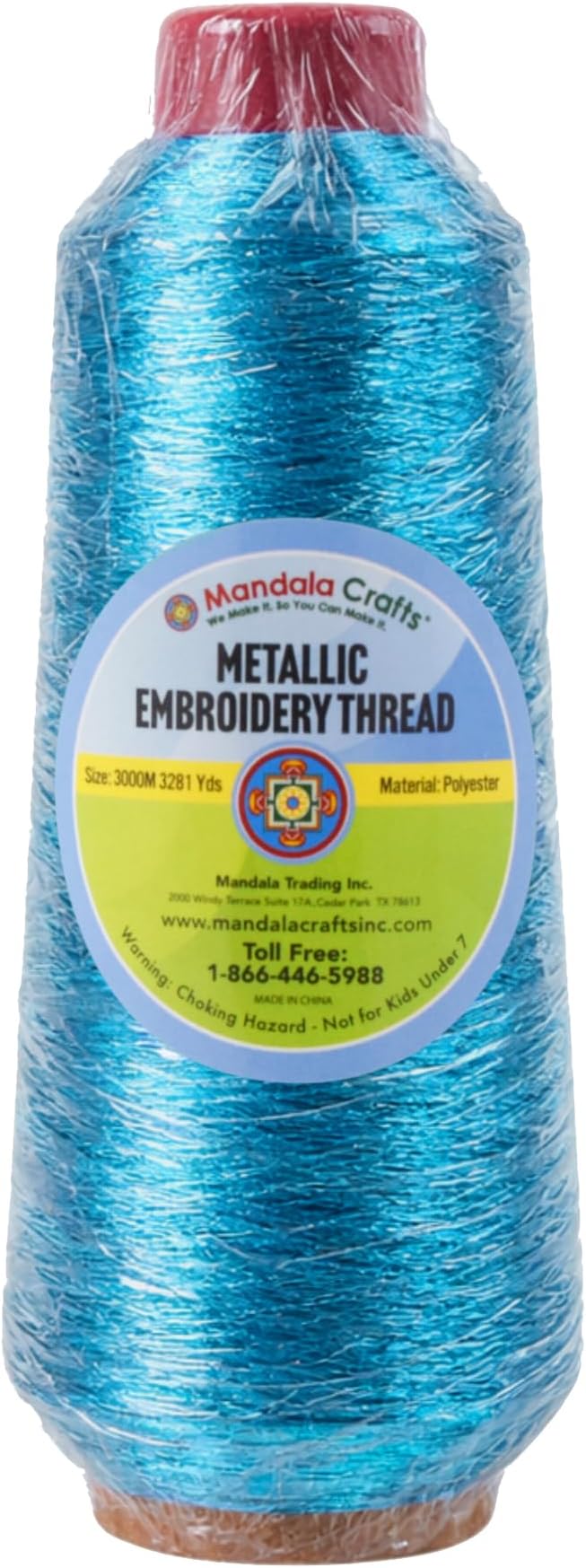 Mandala Crafts Metallic Teal Embroidery Floss for Sewing, 3281 Yard Spool