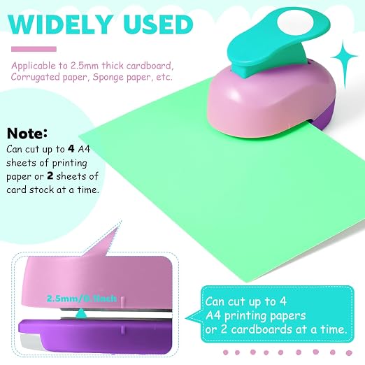 CHENGU Hole Punches 6 Shapes with Cardstock for Kids,Fresh Style,1 Inch