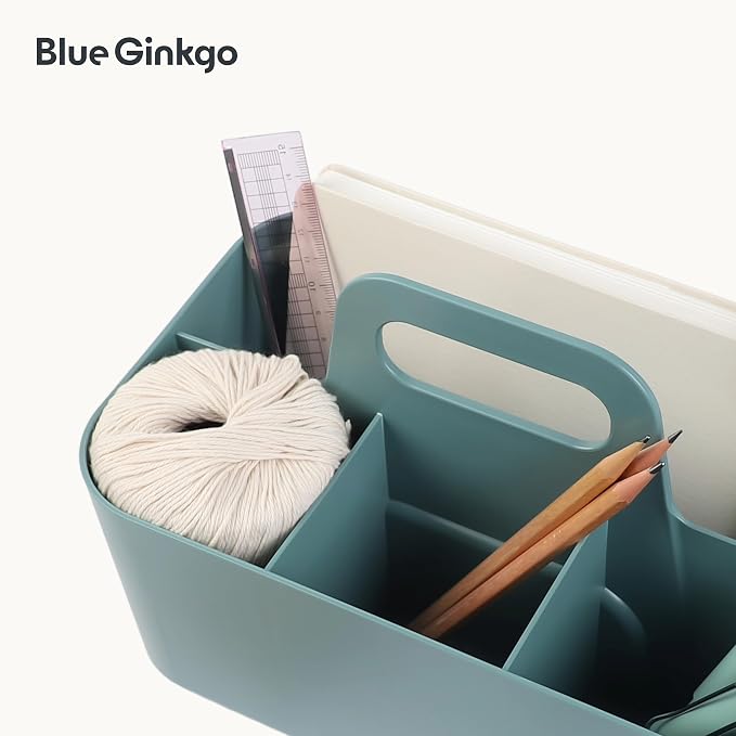 BLUE GINKGO Stackable Organizer Caddy, Rectangle, Green, Made in Korea