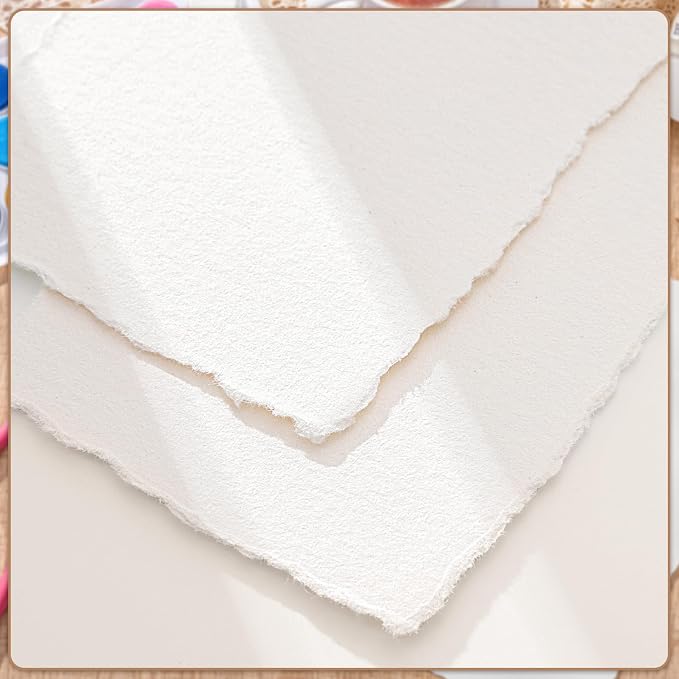 Prudiut Watercolor Paper 6 x 8 in, 50 Sheets, 160 GSM, Deckled Edge
