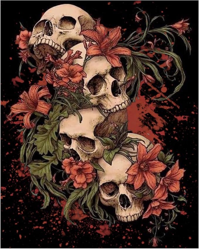 Paint by Numbers Kit for Adults, Paint by Numbers Kit for Adults 16x20 Inch | Skull Paint by Numbers Kit for Adults, Acrylic Painting by Numbers, DIY Arts and Crafts for Gifts or Home Decor