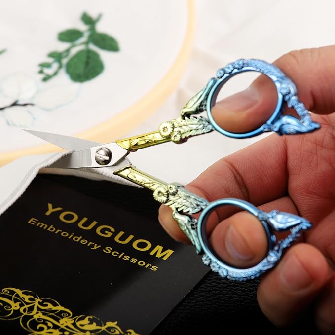 YOUGUOM Small Craft Scissors, Mini Sewing Embroidery Shears | All Purpose, Precision, Straight Tip, for DIY Craft, Needlework, Cross Stitch, Detail Thread Cutting, Cute Bird, with Cover