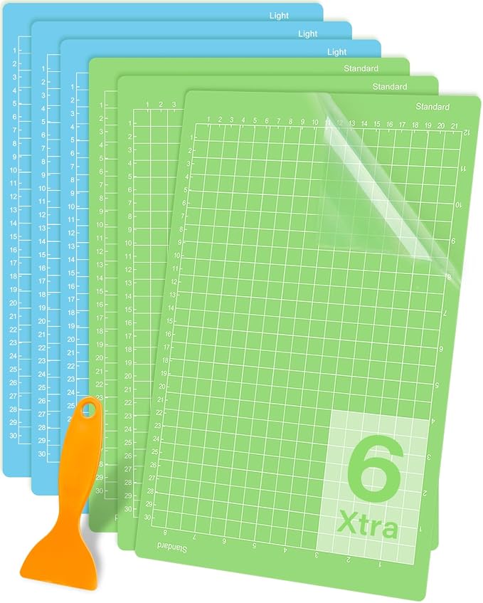 Gwybkq Cutting Mat, Compatible With Cricut Joy Xtra 12x8.5in 6 Pack Variety Adhesive (Standard & Light Grip) Reusable Craft Cutting Mats Sticky Accessories Replacement for Cutter