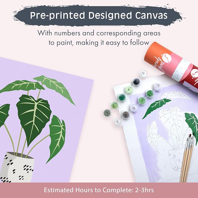 Pink Picasso Paint by Number Kit, All Ages, 8x10, Just Leafy | Mid Century Modern Collection, Acrylic Paints and Brushes included, Pre-printed high quality canvas, DIY art kit, Gift-ready