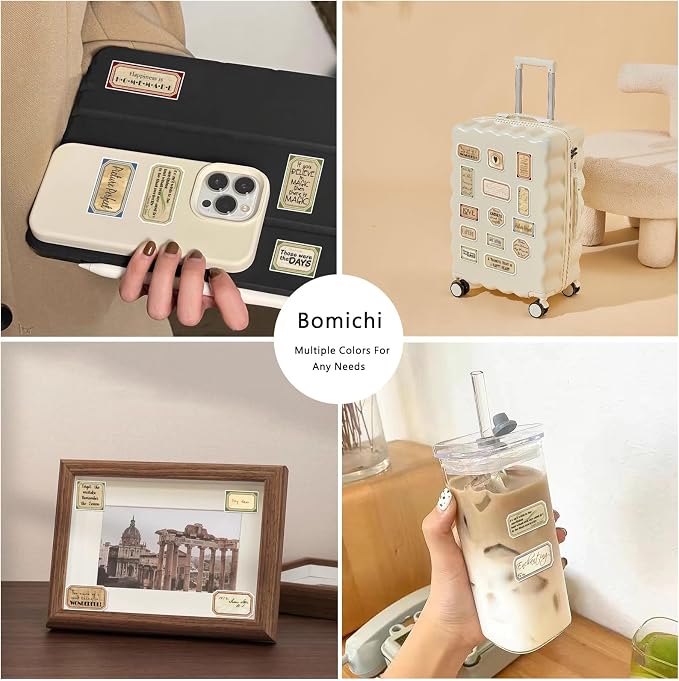Bomichi 94 Pcs Vintage Label Stickers, Retro Tag Aesthetic Stickers for Scrapbooking Junk Journal Bullet Journal Collage Diary DIY Crafts