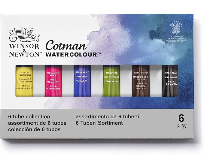 Winsor & Newton Cotman Watercolor Paint Set, 6 Colors, 8ml (0.27-oz) Tubes | Introductory Watercolor made with Fine Art Pigments, Perfect for Beginners, Lightfast & Permanent, Good Tinting Strength