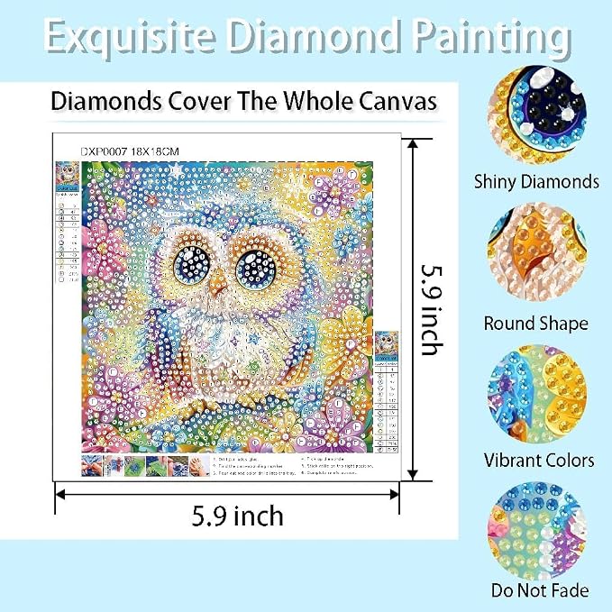 VividMeng 6 Pack Diamond Painting Kits for Kids Beginners, Cute Animals Diamond Art for Kids Ages 6-8-9-10-12 Girls Boys, Full Round Drill DIY Big Gem Art for Home Wall Decor and Gift 6x6inch