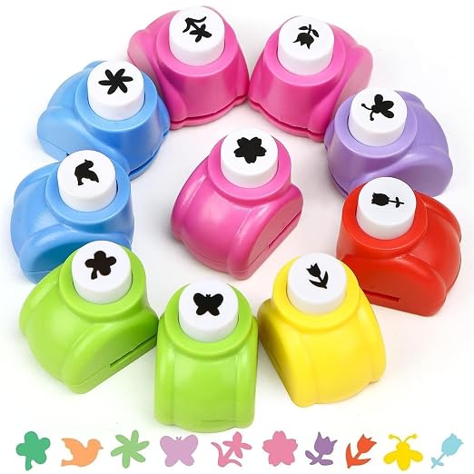 LOVEINUSA 10PCS Flower Shaped Craft Hole Punch Set for DIY Crafting | Scrapbooking Supplies, for Festival Wedding Paper DIY Projects, Gift Tags, Mini Cutter Nail Arts Crafts