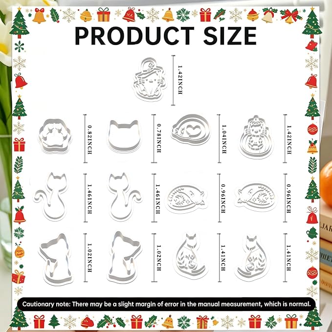 13 Pcs Black Cat Halloween Polymer Clay Cutters Set - Spooky Cat Silhouette & Imprint Cutters for Polymer Clay Jewelry Making, Gift for Cat Lovers, Friends & Family