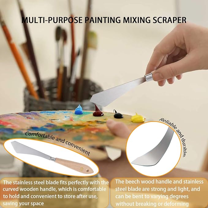 33 Pieces Paint Brush Set, Artist Series, Nylon Bristles with Round, Filbert, Flat, Fan, Angle, Detail Brush, Palette Knife,Suitable for Artists and Beginners for Acrylic Painting, Oil, Watercolor..