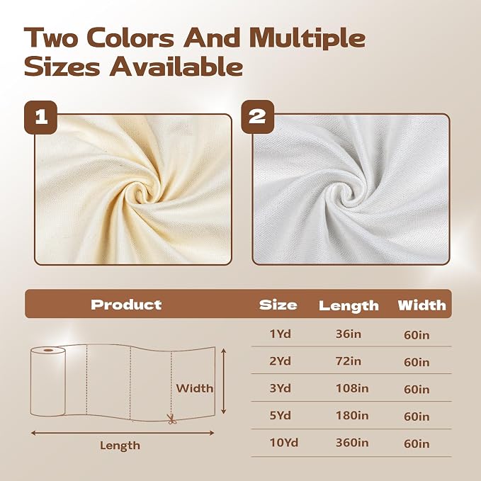Canvas Fabric, Premium 10oz Natural Cotton Duck Canvas Fabric 62'' Wide for Arts & Crafts, Backings, Covers,1Yd (60 x 360 inchs)