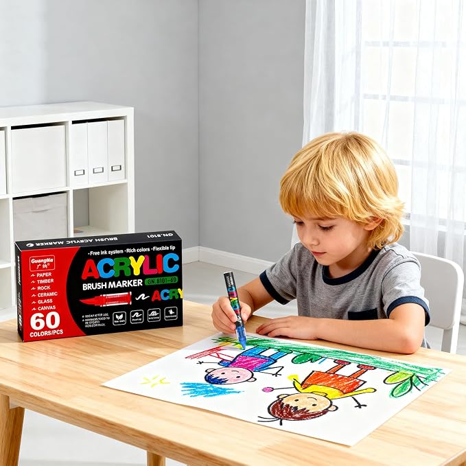 Acrylic Paint Markers, 60 Colors Acrylic Markers Set, Paint Pens