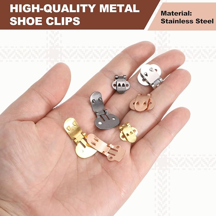 Stainless Steel Flat Blank Shoe Clips, Flat Blank Shoe Clips Bulk Supplies Metal Embellishments for DIY