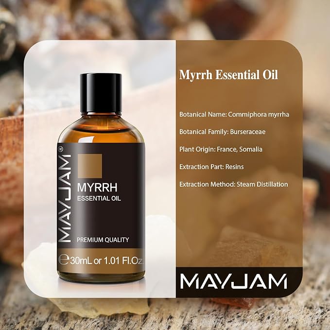 MAYJAM Myrrh Essential Oil for Diffuser Soap Candle Making, 1.01fl.oz