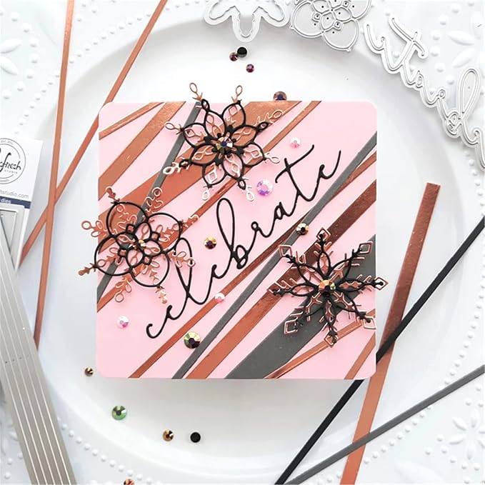 Scrapbooking Die-Cuts, Strips Frame Metal Cutting Dies for Card Making, Paper Craft Punch Template, Background Embossing Stencils, DIY Album Décor (Strip Set-21.3x8.9cm)