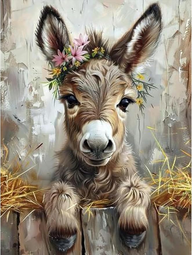 ARPADAMO Diamond Art Kits for Adults,Donkey Diamond Painting Kits 12x16in