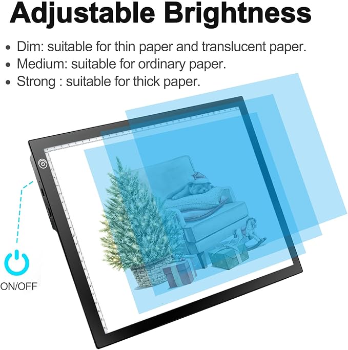 Rechargeable Drawing Board, Light Box Trace Pad Copy Table for Kids Gifts | Battery Powered Art Tablet Supplies for Stenciling, Sketching, Diamond Painting, Birthday, Toys for Girls Boys Ages 3-12
