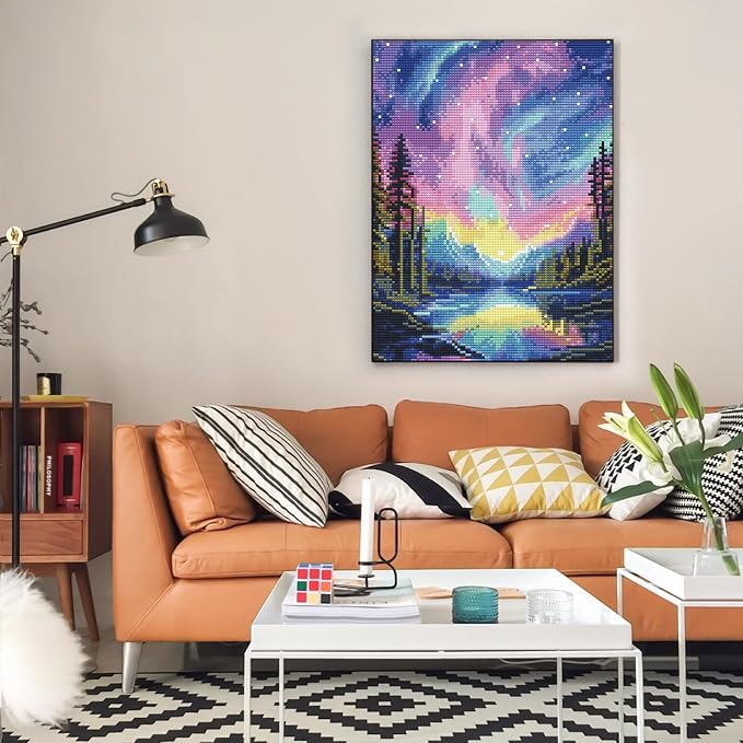 Diamond Art Kits for Adults, Aurora DIY 5D Diamond Painting for Beginners | 12x16 Inch, Full Drill Round Dots, Fantastic Landscapes Gem Art Craft Kits, Home Decor, Stress Relief Relaxing Hobby Gif