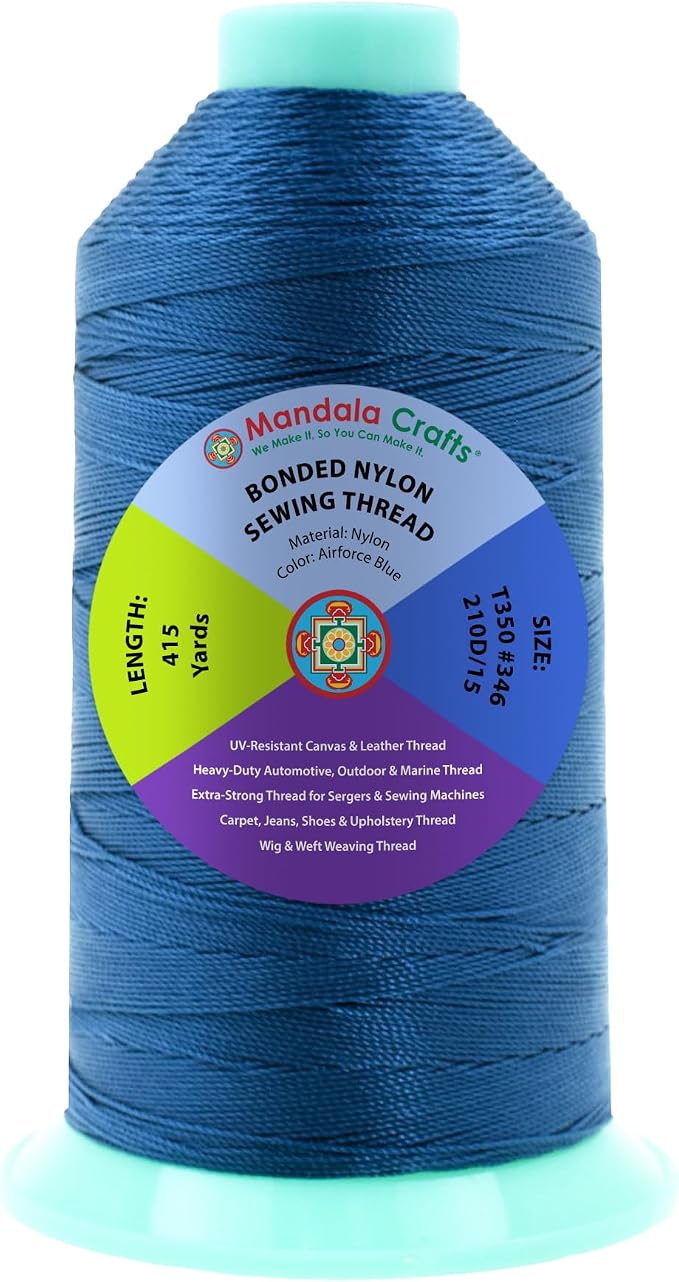 Mandala Crafts Size 346 210D T350 Airforce Blue Bonded Nylon Thread 415 YDs