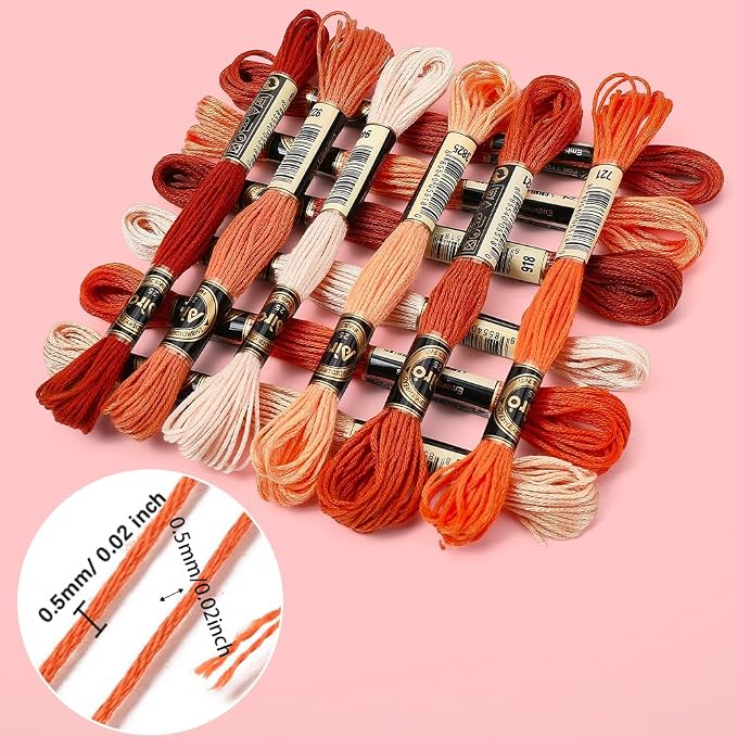 12 Skeins Orange Gradient Embroidery Thread Floss for Jewelry