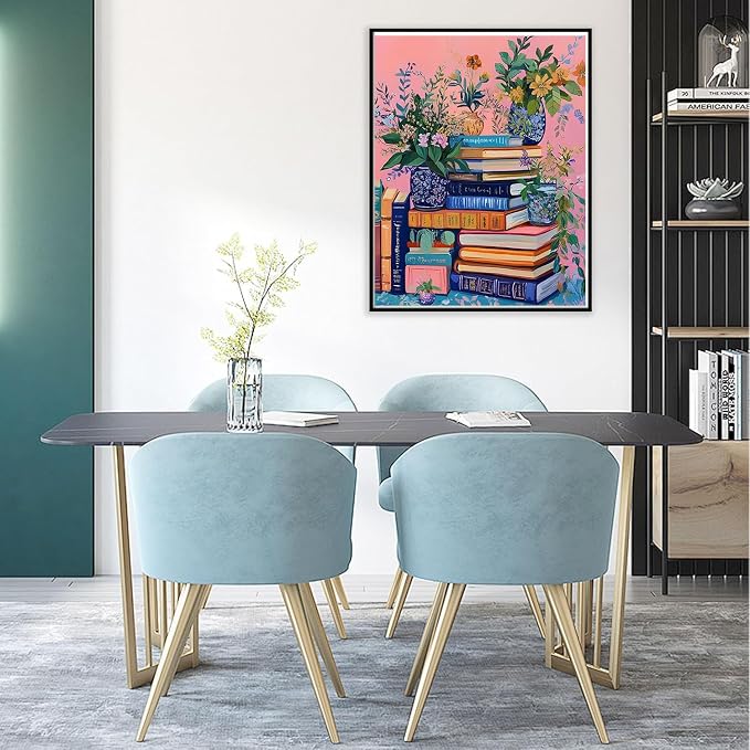 cviokrdu Book Paint by Numbers Kit for Adults - Books Adult Paint by Number Kits on Canvas, DIY Oil Painting for Gift Home Wall Decor (16x20inch)