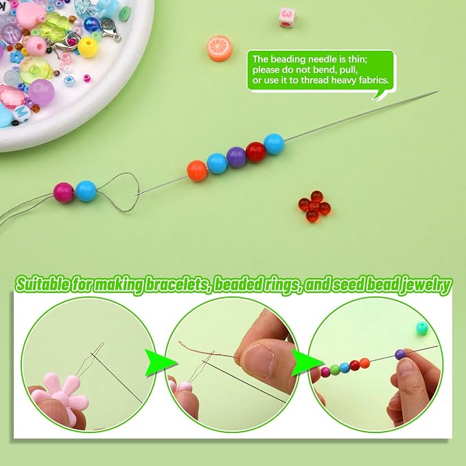 UOOU 86 Pcs Beading Needle Set, 6 Sizes Beading Needles for Seed Beads | Long Straight Bead Needles for Bracelets, Twist Beading Needles, Flexible Needle for Jewelry Making