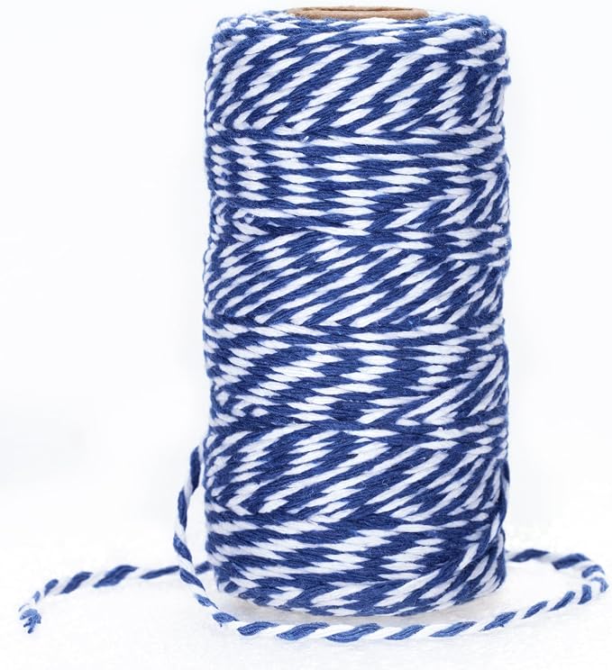jijAcraft Blue and White Twine String, 328 Feet Christmas Bakers Twine String, 2MM Heavy Duty Packing String for DIY Crafts, Christmas Decoration, Gift Wrapping, Craft Wrapping