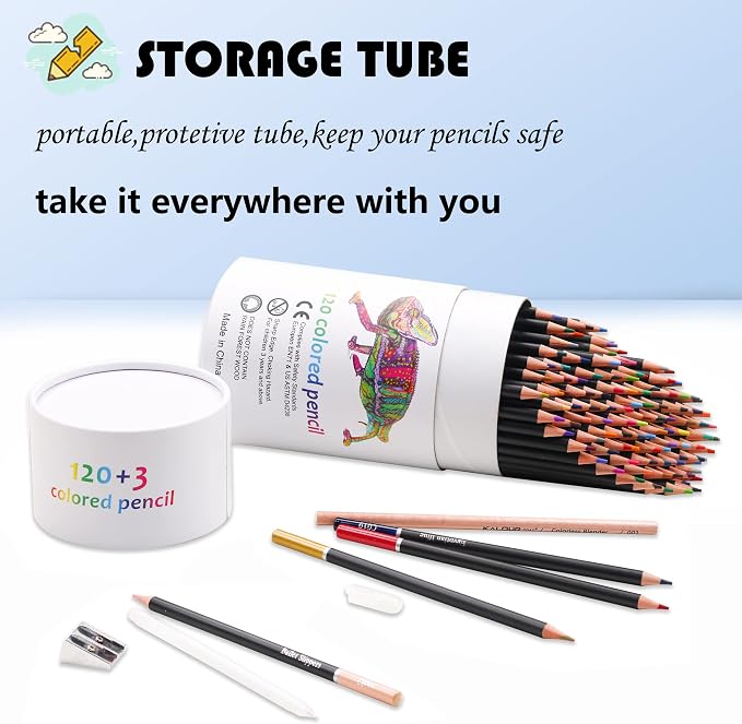 KALOUR Premium Colored Pencils,Set of 120 Colors,Artists Soft Core with Vibrant Color,Ideal for Drawing Sketching Shading,Coloring Pencils for Adults Beginners