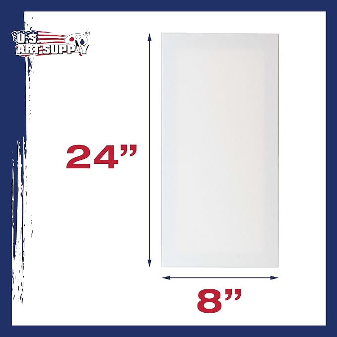 U.S. Art Supply 8"x24" Stretched Canvas for Painting, 3/4" Profile, 6-Pack