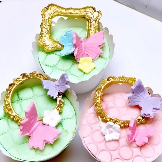 Frame Silicone Mold, 4 Pcs Picture Frame Molds for Chocolate Vintage Baroque Photo Frame Molds for Cake Decorating Cupcake Topper Candy Polymer Clay