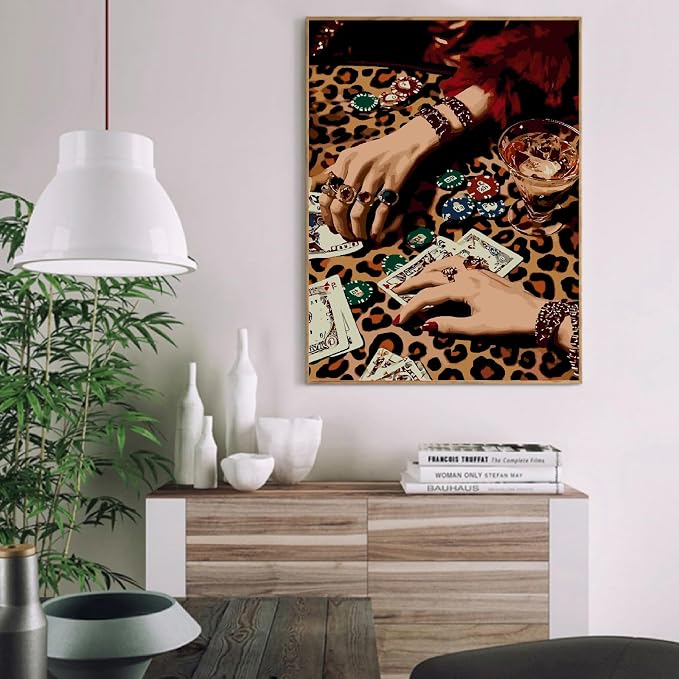Paint by Numbers Kit for Adults,Leopard Disco Paint by Number 16x20 In | Paint by Number for Beginner,Adult Paint by Number,HD Color Canvas,DIY Tool Kits,Stress Relief Craft,Great Gift,Without Frame