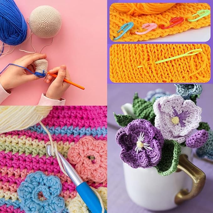 Coopay Crochet Kit for Beginners, 50PCS Crochet Starter Kit | Complete Crochet Kit w Ergonomic Crocheting Hooks, Protable Bag, Acrylic Yarn for Crocheting, Knitting Crochet & Supplies