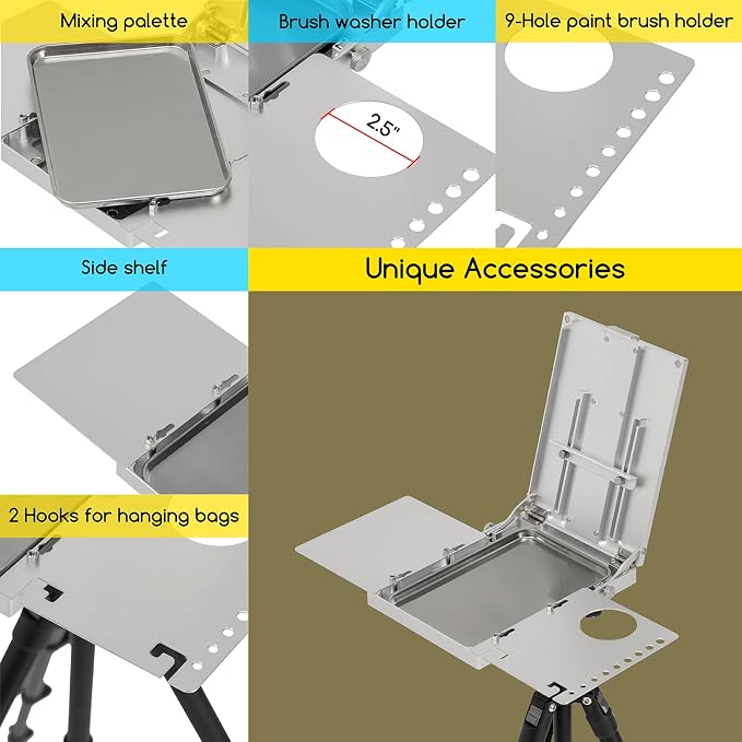 MEEDEN Plein Air Easel for Painting: Aluminum Alloy Sketchbox Easel