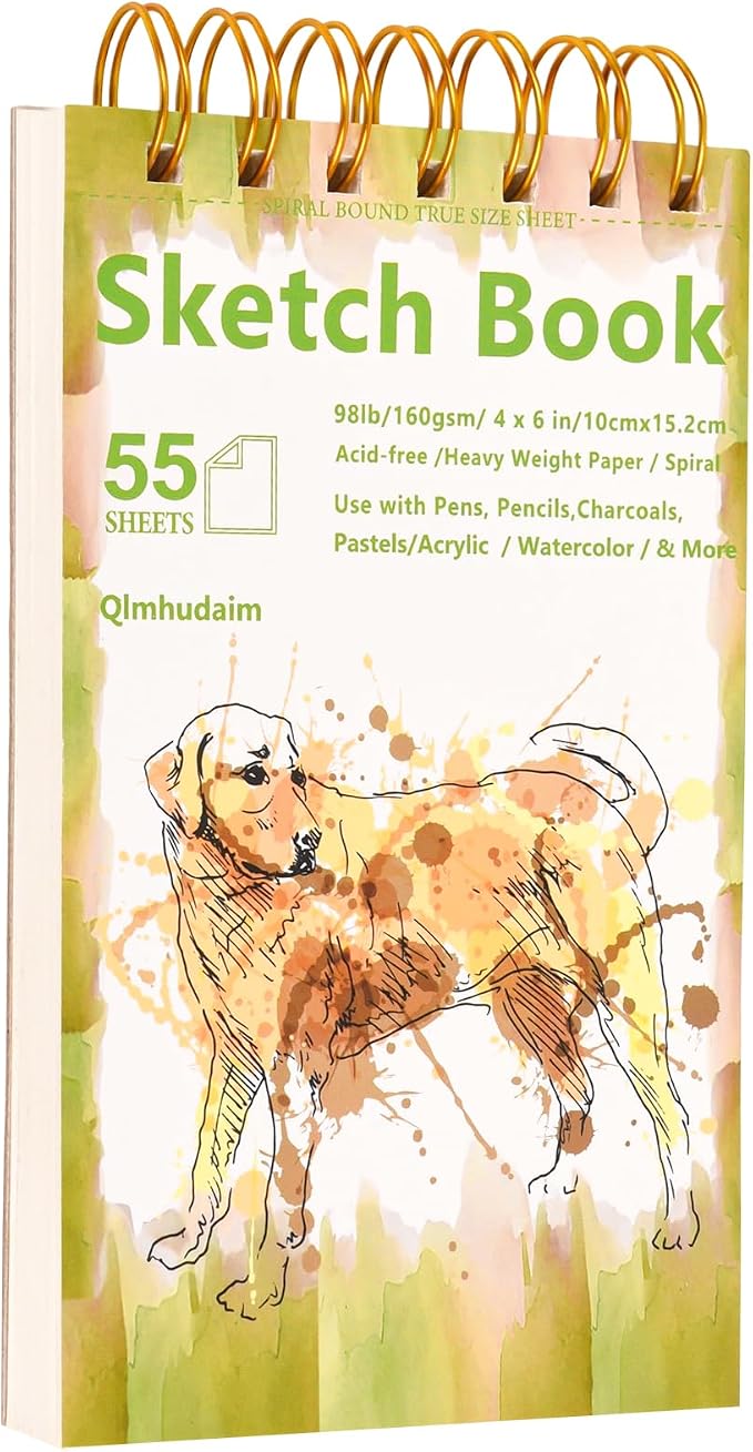 Qlmhudaim Travel Sketchbook | 4x6 Small Sketchbook with Tear Line