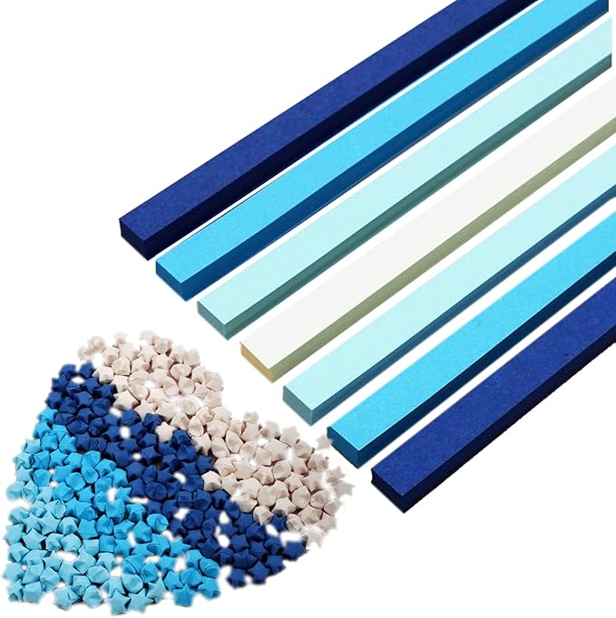 Star Folding Strip Blue Gradient Paper Star Decorative Paper Strip DIY Handicraft (1350 pieces)