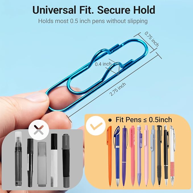 Paper Clip Pen Holders for Notebook, Journal & Planner 15Pack