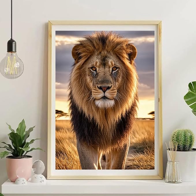 NZNANCHU DIY Lion Paint by Numbers for Adults,Animal Painting by Number Kits on Canvas,Color by Numbers for Beginner,Gifts Decor for Home Wall Room (Lion)