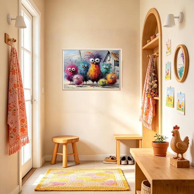 Funny Chicken Paint by Numbers Kit On Canvas for Adults Beginners 16x20In | DIY Acrylic Animal Oil Painting Kits Relaxing Hand Painted Canvas Art for Home Wall Decor